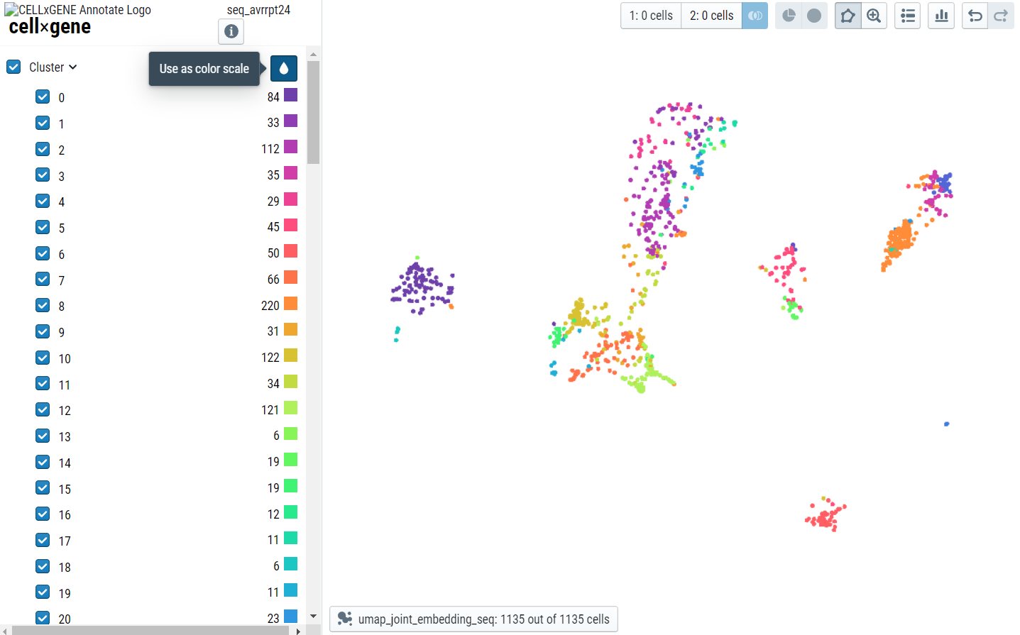 Screenshot4 of analyzing data in CELLxGENE