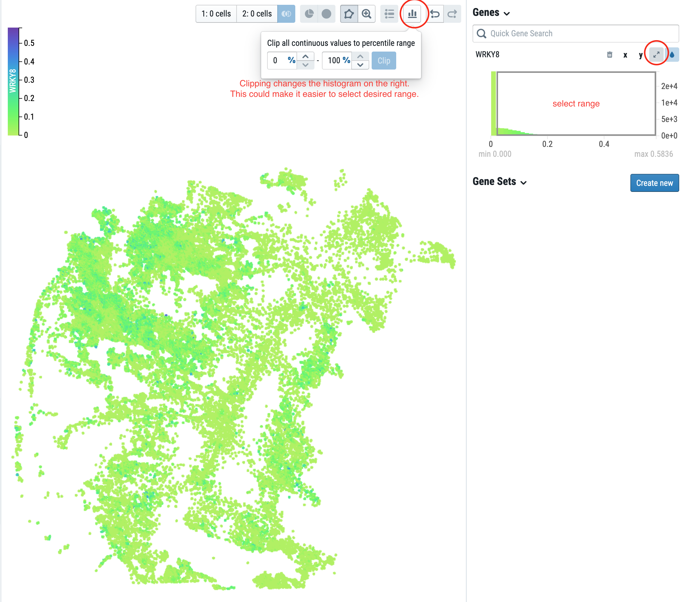 Screenshot of analyzing data in CELLxGENE